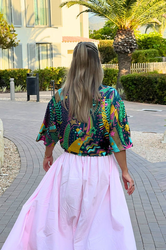 Leo, Your Boyfriend Silk Shirt in My Grown-Up Star Pattern