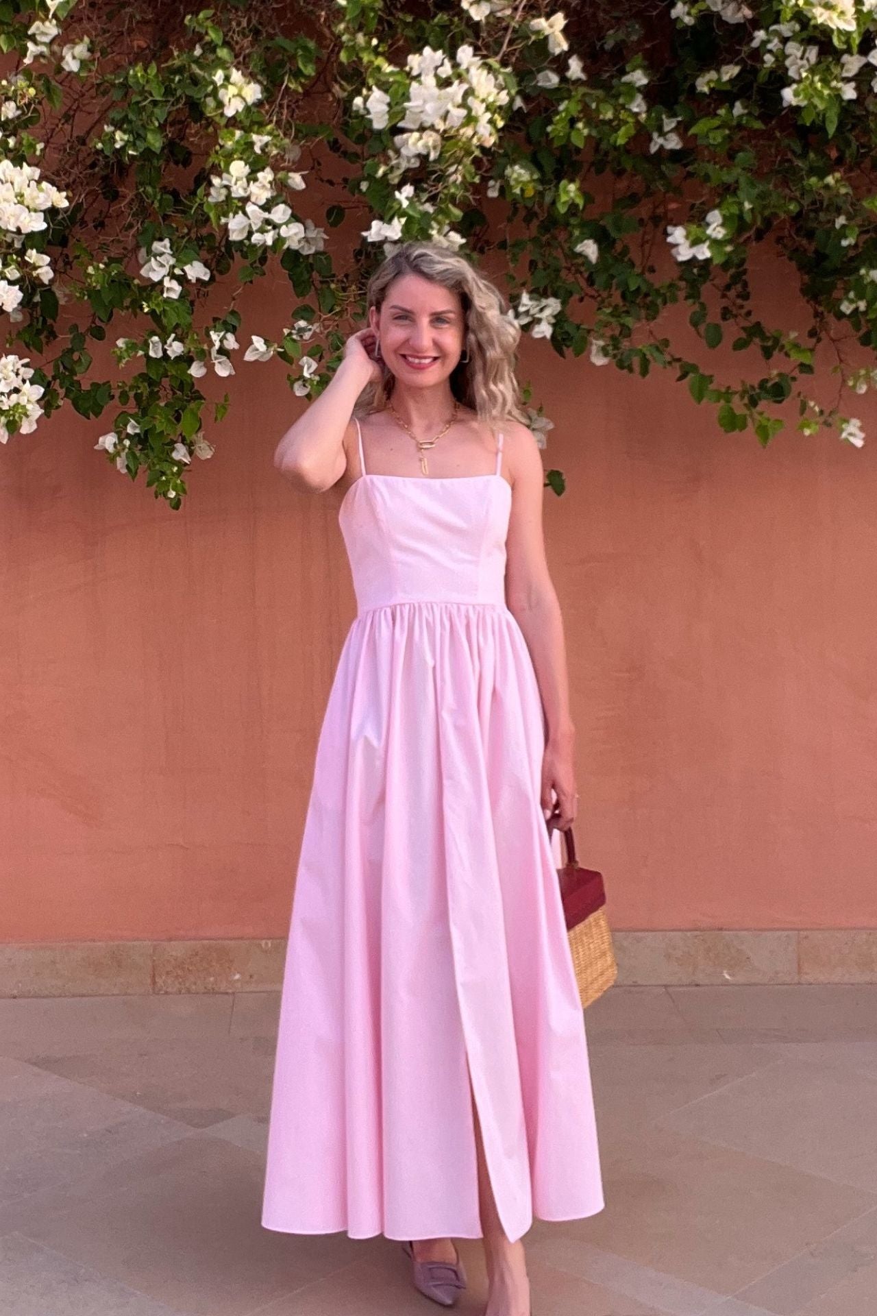 Aria Cotton Dress in Baby Pink Colour