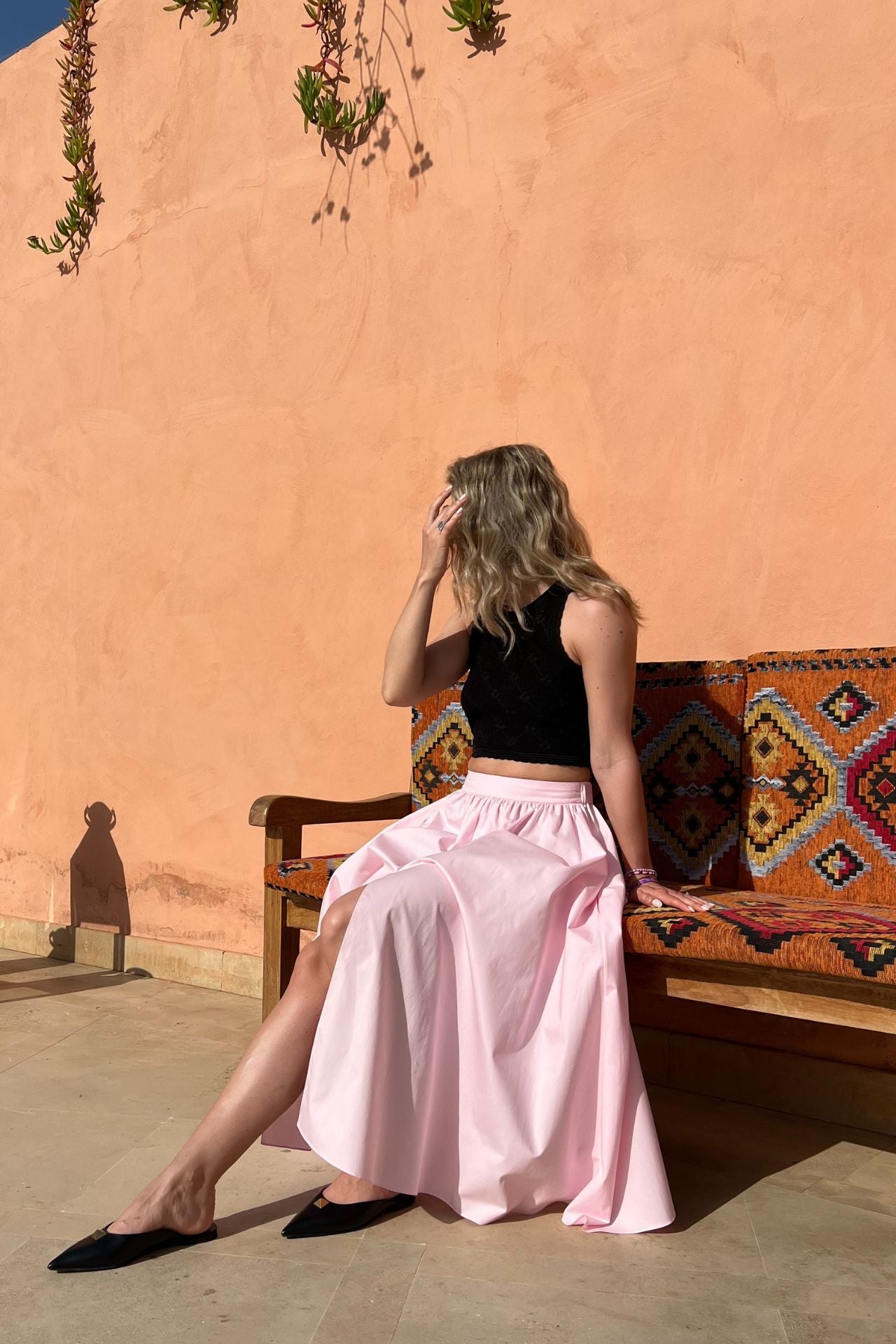 Ava Cotton Skirt in Baby Pink Colour