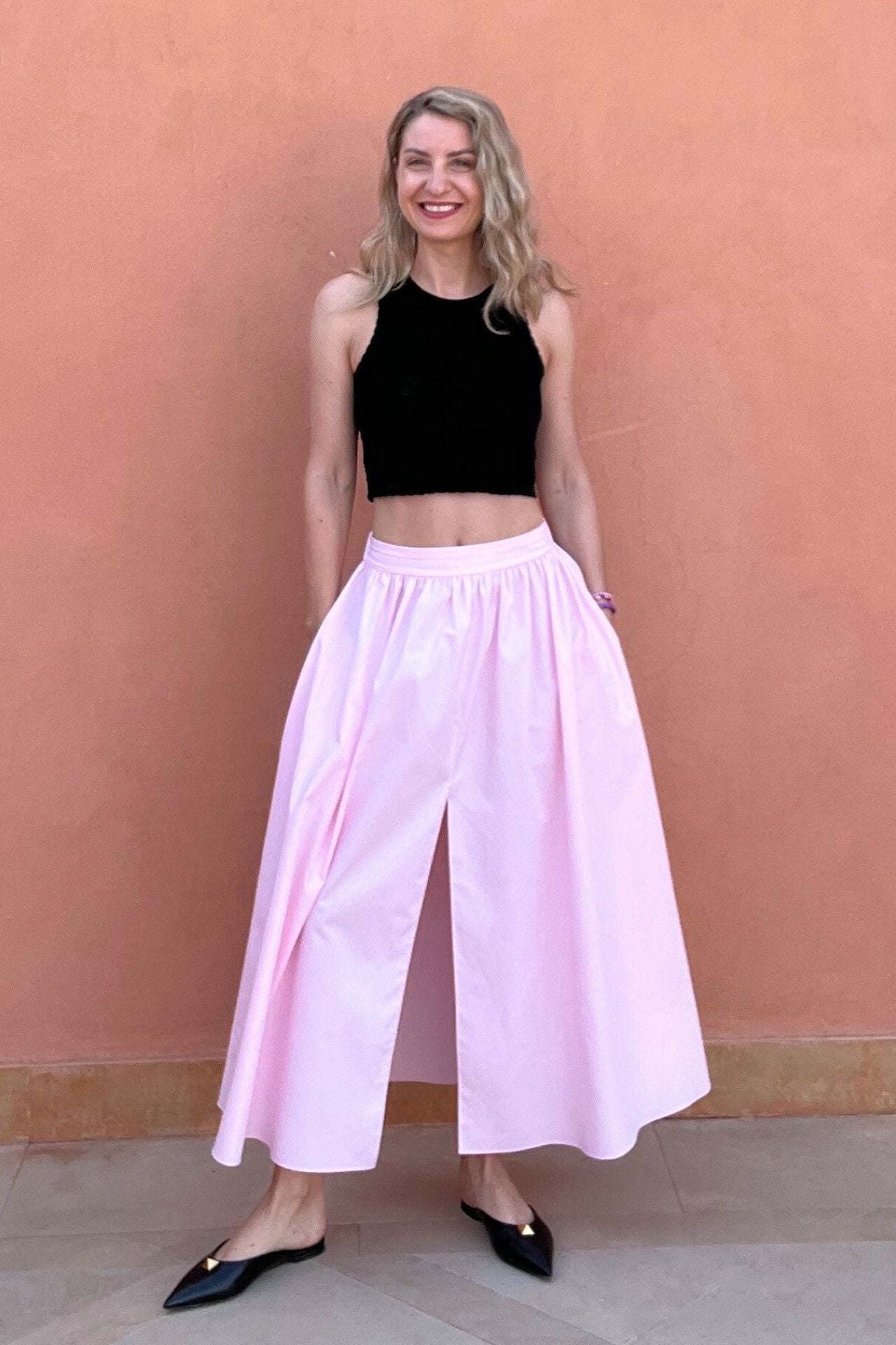 Ava Cotton Skirt in Baby Pink Colour