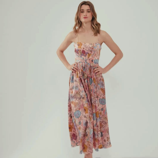 E-commerce video with a model waling in maxi pink dress